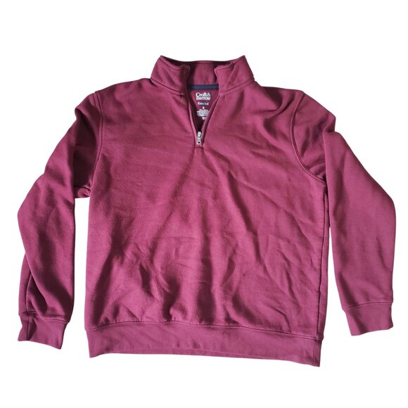Croft & Barrow Mens Burgundy 1/4 Zip Pullover Sweatshirt Size M Extra Soft - Picture 1 of 4